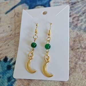 Goldtone Crescent Moon Drop Earrings